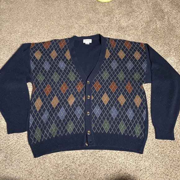 Alfani Other - Alfani Mens Cardigan Sweater Mens Large Wool Blend Button Up Grandpa Diamond
